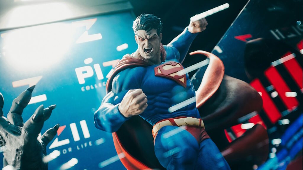 A photo of an angry superman.